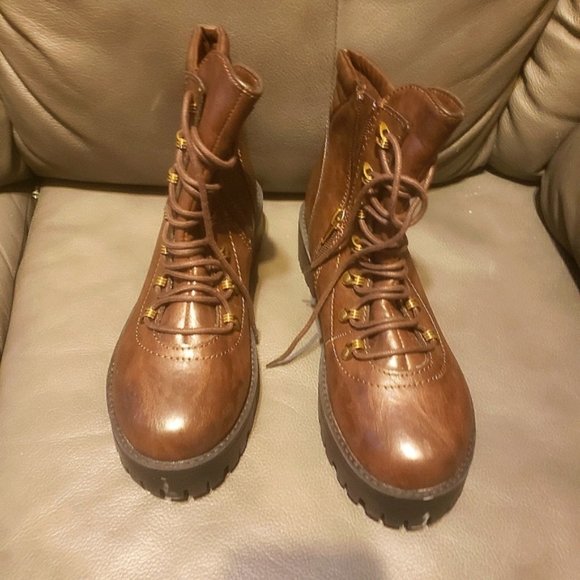 LEATHER CHUNKY BROWN BOOTS - Picture 3 of 5